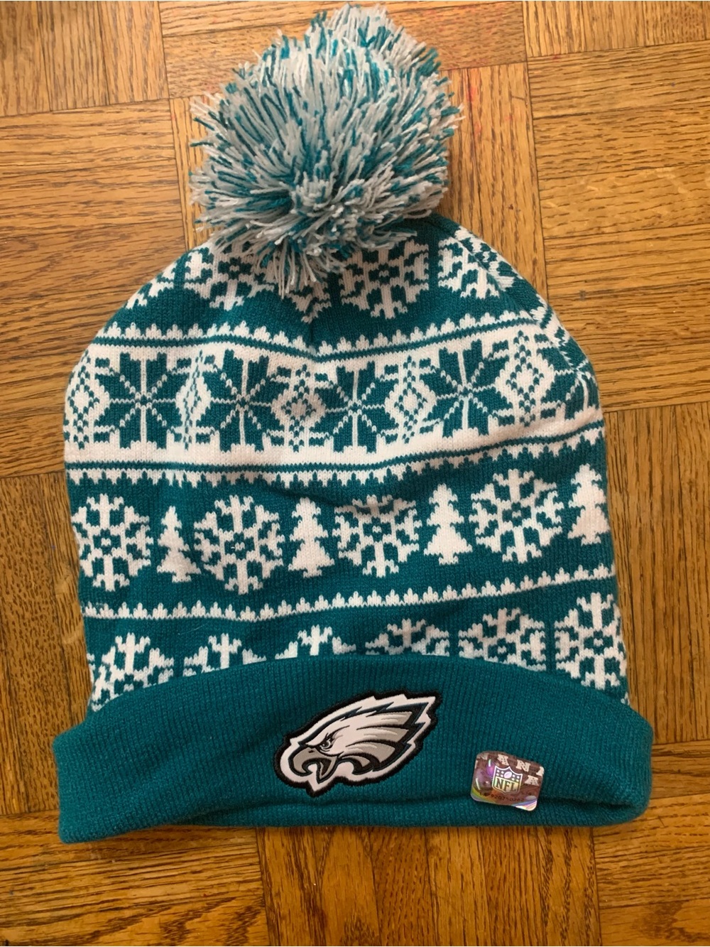 Philadelphia Eagles NFL Teal & White Pom Beanie NWT